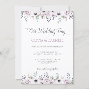 Invitation Mariage floral blanc violet doux