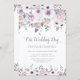 Invitation Mariage floral blanc violet doux