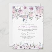 Invitation Mariage floral blanc violet doux rose lavande I (Devant)
