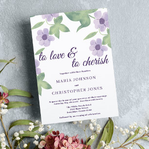 Invitation Mariage floral blanc violet lavande menthe lilas