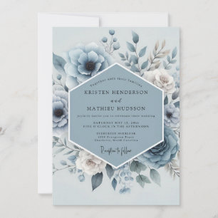 Invitation Mariage Floral Bleu