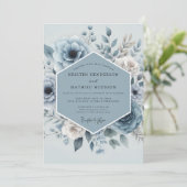 Invitation Mariage Floral Bleu (Debout devant)