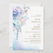 Invitation Mariage Floral Bleu (Devant)