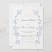 Invitation Mariage Floral bleu (Devant)