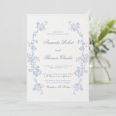 Invitation Mariage Floral bleu (Debout devant)