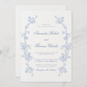 Invitation Mariage Floral bleu (Devant / Derrière)