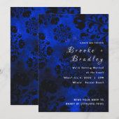Invitation Mariage Floral Bleu (Devant / Derrière)
