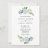 Invitation mariage floral bleu (Devant)