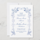Invitation Mariage Floral bleu (Devant)