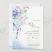 Invitation Mariage floral bleu après la fête (Devant)