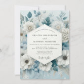 Invitation Mariage Floral Bleu Ardoise (Devant)