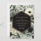 Invitation Mariage Floral Bleu Ardoise Éthéré (Devant)