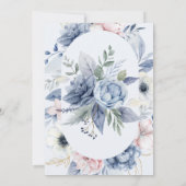 Invitation Mariage floral bleu blanc (Dos)
