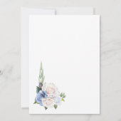 Invitation Mariage floral bleu blanc élégant (Dos)