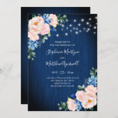 Invitation Mariage floral bleu bleu bleu bleu rose (Devant / Derrière)