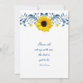 Invitation Mariage floral bleu bleu de la marine de tournesol (Dos)