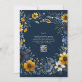 Invitation Mariage Floral bleu bleu jaune de la marine de pre (Dos)