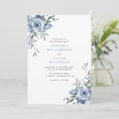 Invitation mariage floral bleu bohème (Debout devant)