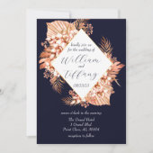 Invitation Mariage Floral bleu Boho (Devant)