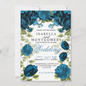 Invitation Mariage floral bleu botanique (Devant)