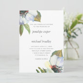 Invitation Mariage floral bleu chic (Debout devant)