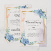 Invitation Mariage floral bleu clair (Devant / Derrière)