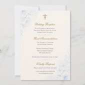 Invitation Mariage Floral Bleu Clair Catholique  (Dos)