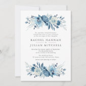 Invitation Mariage floral bleu clair de lune (Devant)