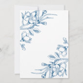 Invitation Mariage Floral bleu classique (Dos)