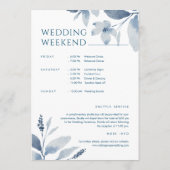 Invitation Mariage floral bleu Dusty Accueil & Itinéraire Car (Dos)