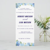 Invitation Mariage Floral Bleu Élégant  (Debout devant)
