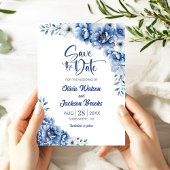 Invitation Mariage Floral Bleu Enregistrer la date
