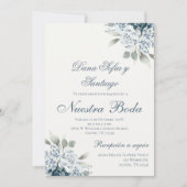 Invitation Mariage floral bleu espagnol (Devant)
