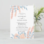 Invitation Mariage floral bleu et blanc (Debout devant)