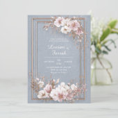 Invitation Mariage floral bleu et blanc (Debout devant)