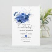 Invitation Mariage floral bleu et blanc (Debout devant)