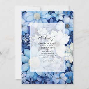 Invitation Mariage floral bleu et blanc