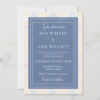 Invitation Mariage Floral Bleu Et Blanc