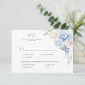 Invitation Mariage floral bleu et blanc RSVP (Debout devant)