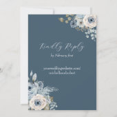 Invitation Mariage floral bleu et ivoire (Dos)