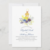 Invitation Mariage Floral bleu et jaune (Devant)