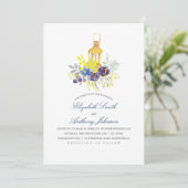 Invitation Mariage Floral bleu et jaune (Debout devant)