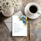 Invitation Mariage Floral Bleu et Jaune