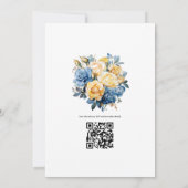 Invitation Mariage floral bleu et or (Dos)