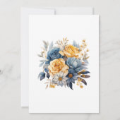 Invitation Mariage floral bleu et or Dusty (Dos)
