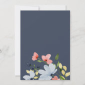 Invitation Mariage floral bleu et rose simple Boho (Dos)