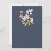 Invitation Mariage floral bleu et rose simple Boho (Dos)