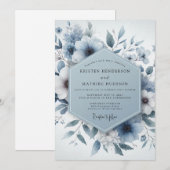 Invitation Mariage Floral Bleu Éthéré (Devant / Derrière)