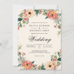 Invitation Mariage floral bleu éthérée