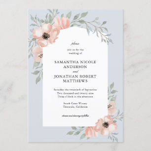 Invitation Mariage floral bleu foncé